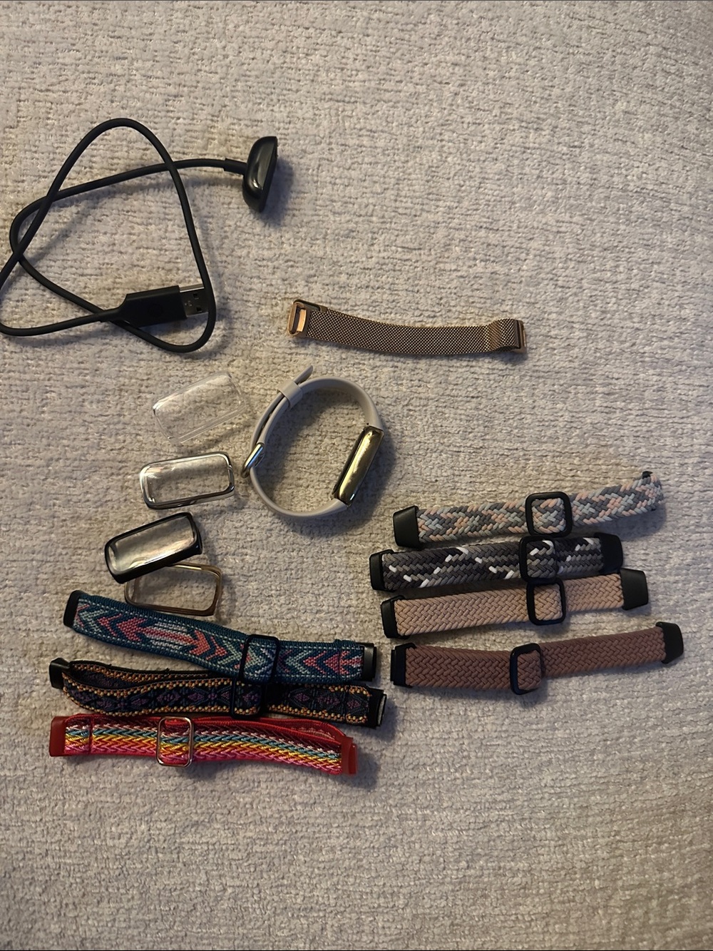 fitbit Luxe gold Fitness Tracker with accessories